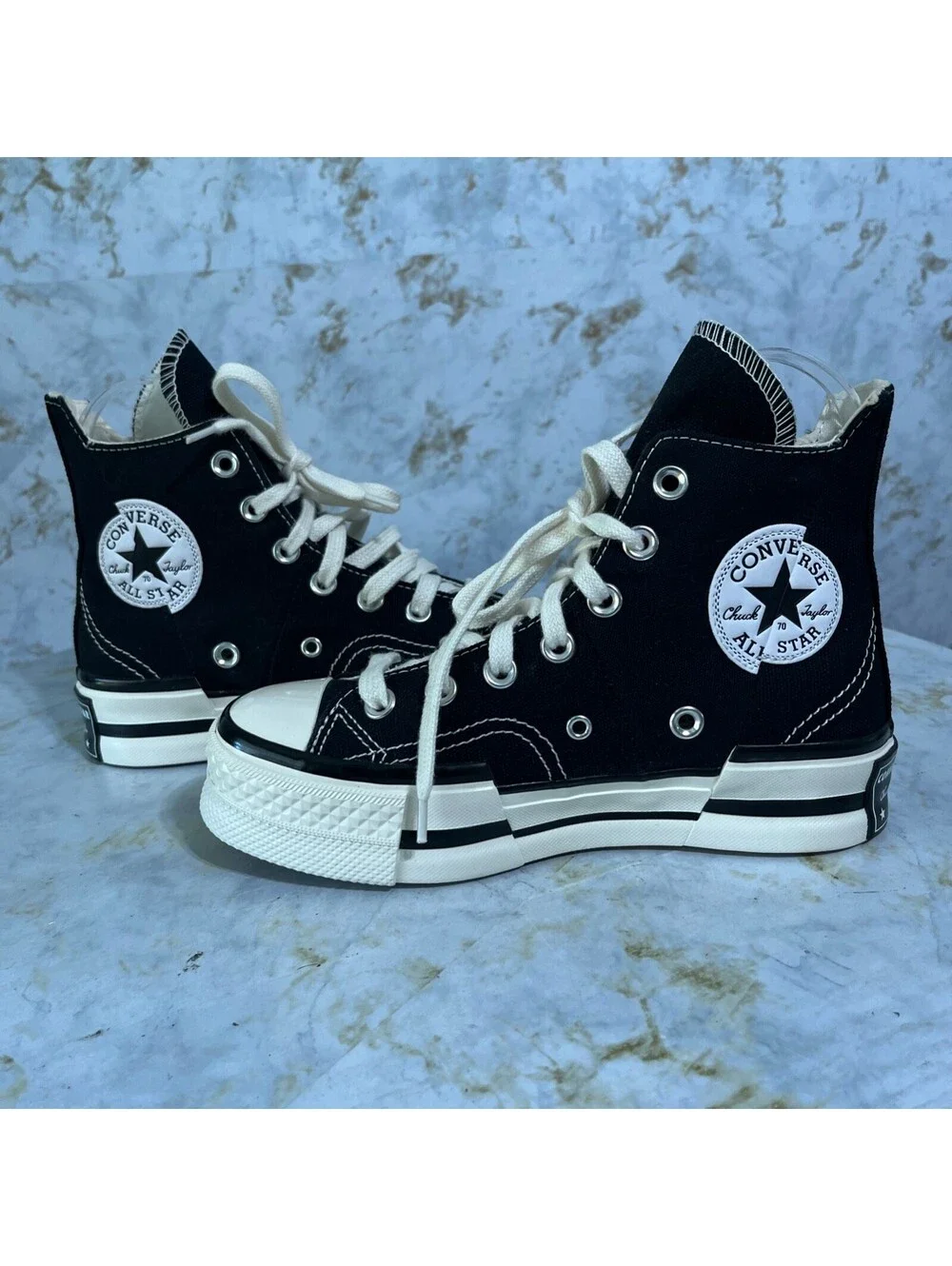 Converse Chuck 70 Plus Womens Size 5 Shoes Black White High Top Platform Sneaker